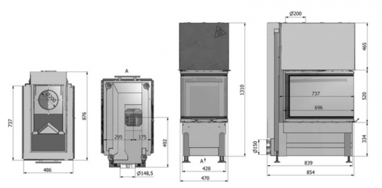 EEK A+ Kaminbausatz Pure Extra Hajduk VOLCANO 3PLUh Panoramakamin mit 11kW