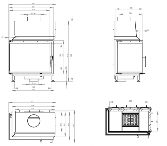 EEK A Eck-Kamineinsatz HITZE STMA59X43.L mit 9kW