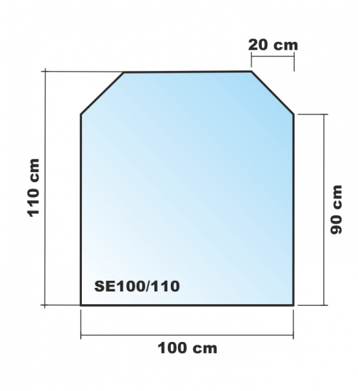 Sechseck 100x110cm - Funkenschutzplatte Kaminbodenplatte Glasplatte