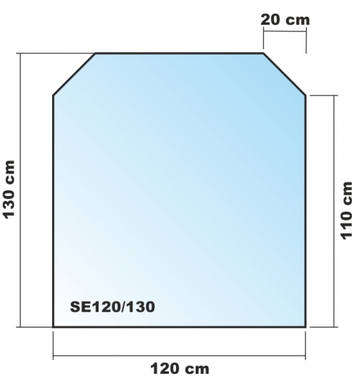 Sechseck 120x130cm - Funkenschutzplatte Kaminbodenplatte Glasplatte