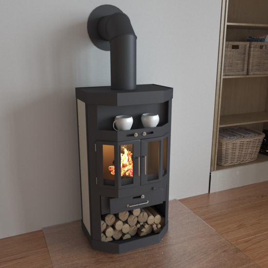 EEK A Flügeltür-Kaminofen Victoria Taro2, schwarz, dauerbrandfähig – 10kW