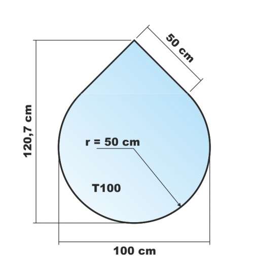 Tropfen 100cm - Funkenschutzplatte Kaminbodenplatte Glasplatte