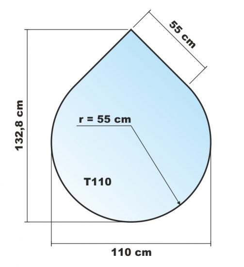 Tropfen 110cm - Funkenschutzplatte Kaminbodenplatte Glasplatte