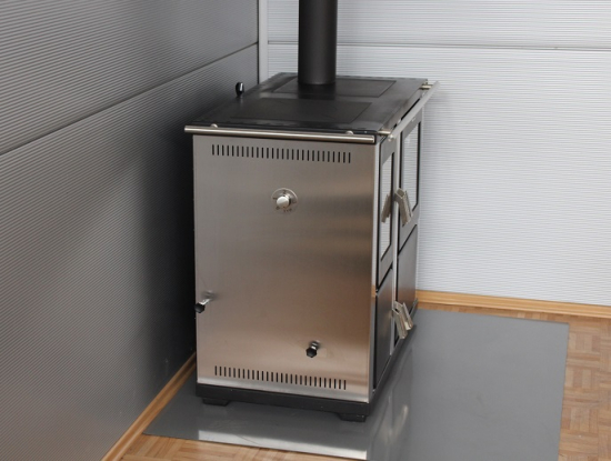 EEK A+ Automatik-Dauerbrand Küchenofen Holz- u. Kohleherd Teba TKS-18, Edelstahl mit 10KW