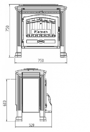EEK A+ Gusskaminofen Plamen Tena mit 9,5kW + Herdplatte
