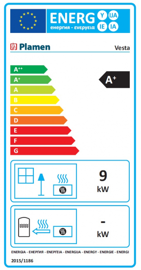 EEK A+ Gusskaminofen Plamen Vesta rot - 9kW