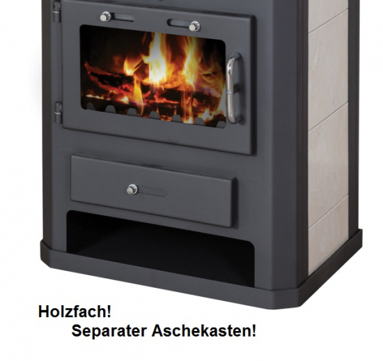 EEK A Kaminofen mit Backfach+Herdplatte Victoria Comfort KF Kachel schwarz– 10kW