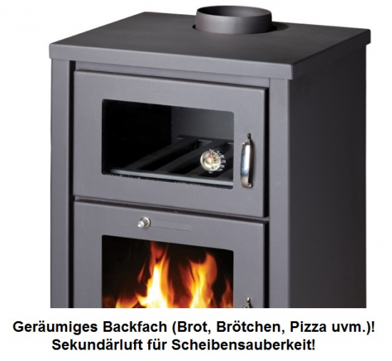 EEK A Kaminofen mit Backfach Victoria Deluxe F schwarz– 11kW