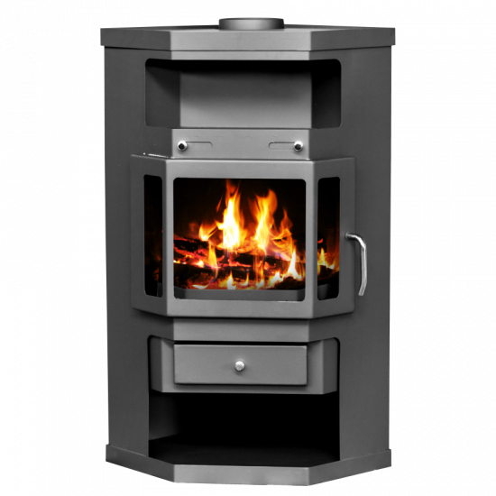 EEK A Eck-Kaminofen Victoria Panama, schwarz, dauerbrandfähig – 9kW