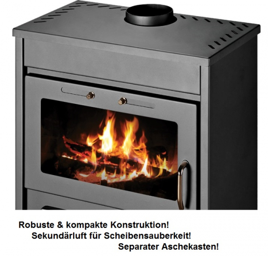 EEK A Wasserführender Kaminofen Victoria Ray Max B, schwarz - 13kW