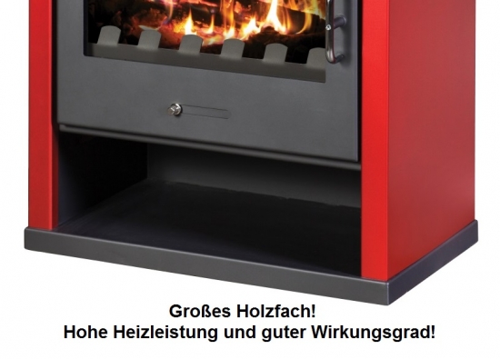 EEK A Kaminofen Victoria Rubin rot mit XXL-Sichtscheibe – 13kW