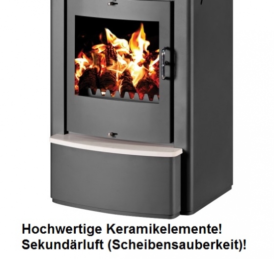 EEK A XXL-Kaminofen (180cm) Victoria Sonata mit XL-Brennraum schwarz– 16kW