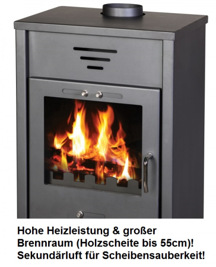 EEK A Kaminofen Victoria Triumph mit XL-Brennraum schwarz– 15kW
