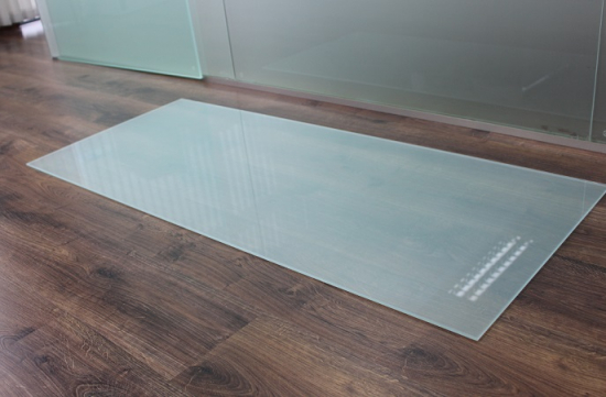 Rechteck *Frosty* 100x70cm - Milchglas Funkenschutzplatte Kaminbodenplatte Glasplatte