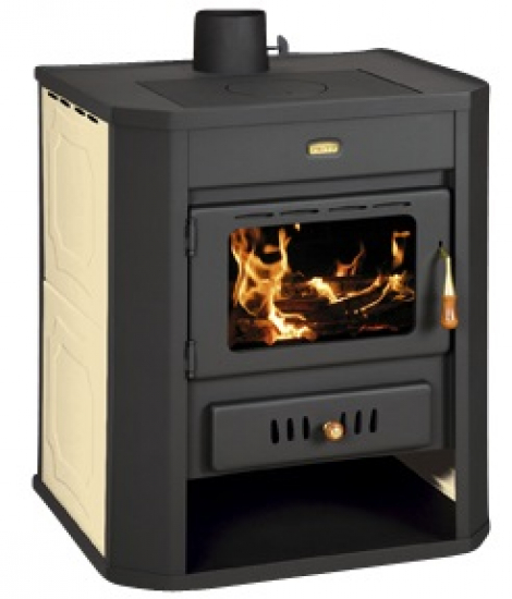 EEK A: Wasserführender Kaminofen Prity WD W15, creme - 22 kW +Herdplatte +BIMSCHV II