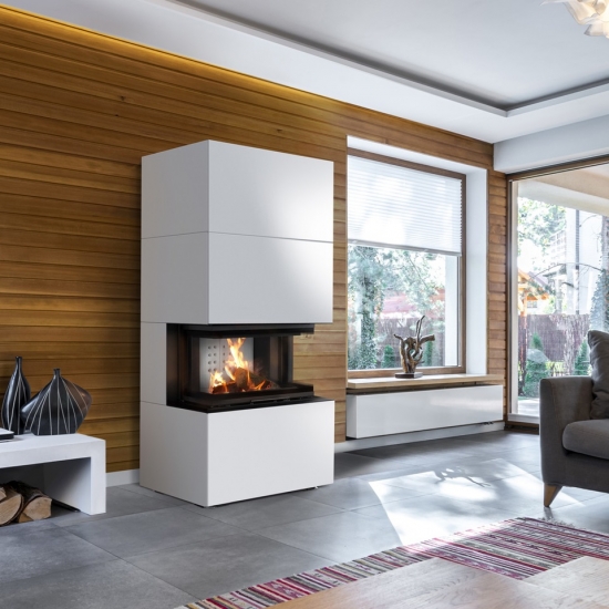 EEK A Panorama-Kamin Kratki HOME EASY BOX weiß mit NBC 7 mit 7kW - Kaminbausatz