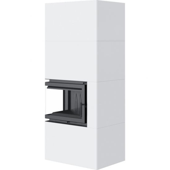 EEK A - Eck-Kaminbausatz Kratki SIMPLE 8 BOX rechts BS - weiß - 8kW + BIMSCHV II
